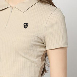 Básico Crop Top Correa Hombro Polo Color Liso Mujeres Contraste Color Crop Tops Slim Fit Blusa Para Mujeres - Product Image 5