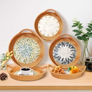 Bandeja de madreperla de ratán de la mejor calidad para banquetes de boda, bandejas de fregona hechas a mano - Product Image 4