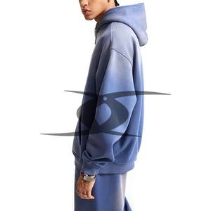 Survêtement personnalisé poids lourd délavé à l'acide pour hommes Hiver Vintage Plain Blank Hoodie Sweatpants Set par le fabricant - Product Image 3