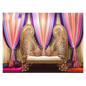ชุดโซฟางานแต่งงานบอลลีวู้ดแบบคลาสสิกสีแดงสีทองแบบดั้งเดิมทันสมัย Sangeet เวทีงานแต่งงานอินเดียได้รับการปฏิบัติอย่างมืออาชีพไม้ - Product Image 1