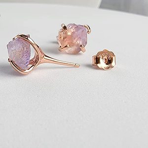 Boucles d'oreilles amétrine 5-7mm de style classique faites à la main en or rose bijoux de naissance de novembre cadeau pour les femmes - Product Image 3