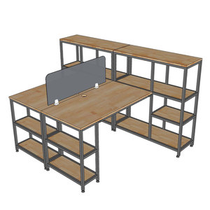 Two-Piece Gaming <b>Desk</b> Set Integrated <b>Shelf</b> for PC and Printer Rubber Wood with Iron Frame Made of Durable Materials COD68054 - Product Image 5