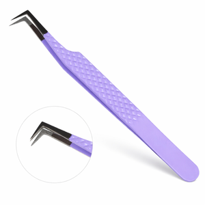 Pince à cils légère violette à pointe en L, outil d'extension de cils, manche antidérapant, outil pour volume de cils - Product Image 2