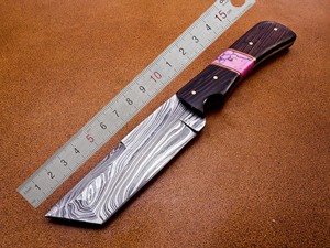 OEM personalizable Damasco acero Tanto cuchillo africano Wangi mango de madera con funda - Product Image 5