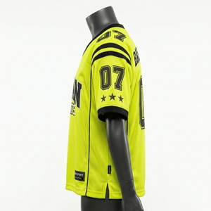 <b>Womens</b> Football Jersey 180 GSM Micro Mesh Polyester <b>Neon</b> Yellow Black Shoulder Stripe Panels Custom Logo <b>Womens</b> Football Jersey - Product Image 6