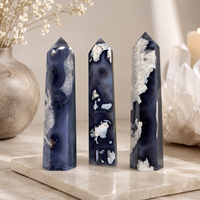 Tour en agate de fleur de cerisier noire, obélisque naturel poli pour la méditation Reiki, la décoration énergétique et la collection de cristaux