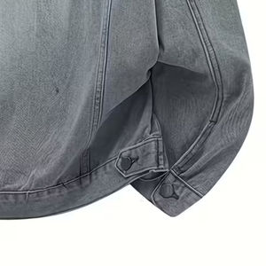 Nouvelle veste en jean gris vintage d'hiver 100% coton de haute qualité avec logo personnalisé pour hommes avec bouton - Product Image 6
