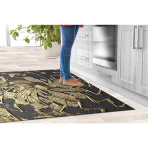 Tapis abstrait noir et or : Décoration d'art moderne, tapis imprimé, tapis fin non tissé - Product Image 4