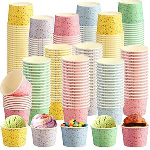 ถ้วยกระดาษทำไอศครีมแบบย่อยสลายได้เป็นมิตรต่อสิ่งแวดล้อมเกรดอาหารเคลือบสองชั้นผนังเดี่ยวโลโก้แบบใช้แล้วทิ้ง - Product Image 1