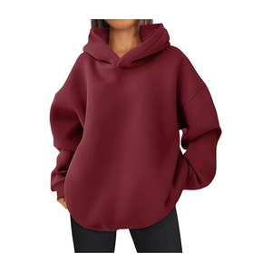 Sudadera con capucha de camuflaje de gran tamaño para mujer con estampado de hoja de arce Sudadera de lana de manga larga Abrigo de invierno con bolsillo - Product Image 4