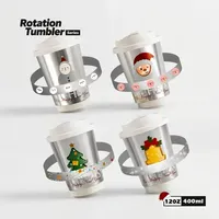 Gobelet à café interactif en papier à double paroi avec motif révélateur rotatif, jetable, écologique, pour café de Noël