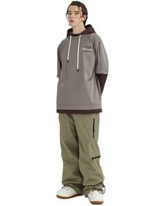 Pantalon baggy de ski de neige pour hommes taille élastique pantalon imperméable à l'eau couleur unie lâche tendance Hip Hop pantalon Streetwear - Product Image 2