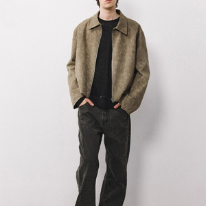 Venta al por mayor 100% abrigos de gamuza al aire libre suave Vintage cremallera elegante nuevo diseño Vintage Pu chaqueta de cuero hombres - Product Image 6