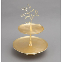 ROYAL HOME COLLECTION Nouveau design moderne, écologique, de haute qualité, support à gâteau en aluminium martelé à 1 étage, finition or nickel