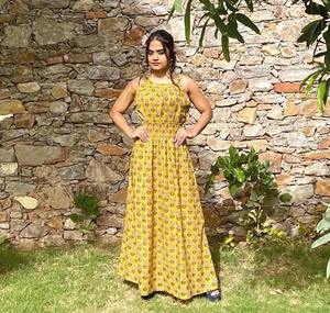 Robe indienne en coton imprimé floral tenue de fête d'été pour les femmes Style Boho robe de cadeau de mariée personnalisée en solde - Product Image 1