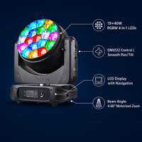 Projecteur de scène à tête mobile LED RGBW Zoom Bee Eye Beam 19x40W, indice de protection IP33, en aluminium et plastique, DMX512, activé par le son, dimmable, 20000