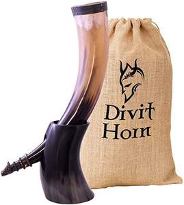 Taza de cerámica de cuerno vikingo festivo hecho a mano para hidromiel y cerveza para fiestas navideñas y alegrías navideñas - Product Image 4