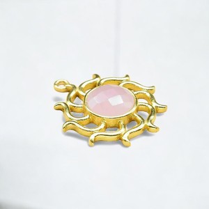 Rond doré rutile Quartz pierre précieuse plaqué or breloque mode pendentif-925 breloques en argent bijoux-bijoux en gros - Product Image 4