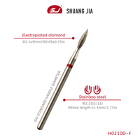 SHUANGJIA Toutes Tailles Forme Flamme Haute Qualité Acier Inoxydable Machine de Manucure Embouts de Ponceuse à Ongles Russes en Diamant Fin