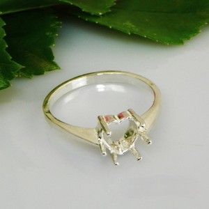 แหวนแต่งงานฐานง่ามรูปหัวใจ7มม. 925แท้สีเงินสเตอร์ลิงประดับทอง14K เครื่องประดับที่ดีสำหรับผู้หญิง - Product Image 3