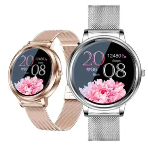 2022 jam tangan pintar dengan BT Lady jam tangan pintar 1.09 inci kustom Dial jam tangan wanita gelang denyut jantung tekanan darah jam tangan pintar MK20
