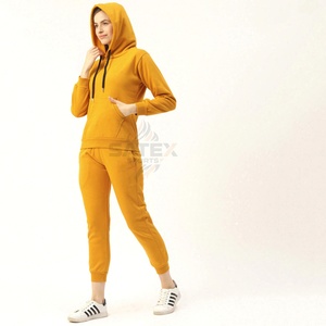 Survêtement décontracté à capuche pour femme, tendance, motif uni, 100% coton respirant, broderie personnalisée, logo, grande taille, hiver, bas prix - Product Image 4