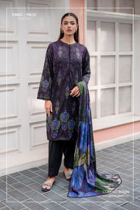 Ssumaira 3ชิ้นพิมพ์ดิจิตอล salwar kameez สำหรับปาร์ตี้เสื้อสนามหญ้าตรวจสอบบริสุทธิ์สนามหญ้า dupatta ย้อมกางเกง cambric - Product Image 2