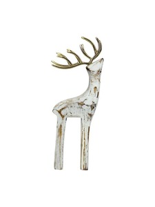 Reno de madera natural con toque blanco decoración festiva minimalista para estante de sala de estar FIESTA DE Navidad o uso de regalo - Product Image 2