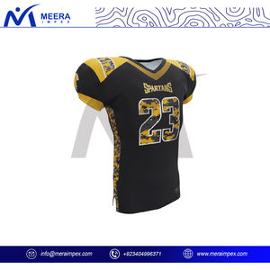 Maillot de football américain respirant de haute qualité à manches courtes, tissu 100 % polyester, impression par sublimation personnalisée, entraînements et matchs - Product Image 3