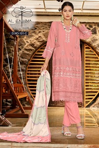 EID Special Heavy Fox Georgette Costume pakistanais semi-cousu avec séquence de broderie comprenant un nouveau palazzo pour l'exportation - Product Image 3