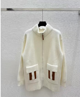 Cardigan en maille unie pour femme, nouvelle collection hiver 2025, coupe ample décontractée, col en V, manches longues, 220g, contrôle qualité professionnel, en stock