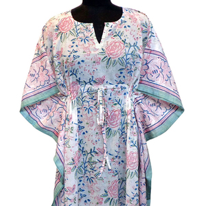 Caftan musulman Confortable Luxe Long Size Hand Block Imprimé Soft Cotton Voile Kaftan Vêtements de nuit à vendre au meilleur prix - Product Image 3