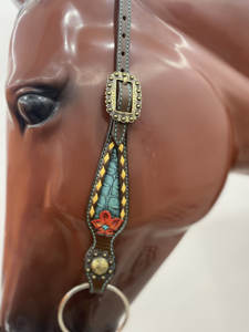 Ensemble de harnais de corde à lancer de qualité supérieure, en cuir de vachette texturé façon peau de crocodile, pour l'équitation western, avec têtière et collier de poitrine de type gladiateur - Product Image 5