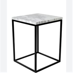 Free Standing <b>Set</b> of 2 Black Iron Frame Marble <b>Nesting</b> Side <b>Table</b> <b>Coffee</b> <b>Table</b> Modern Furnitures - Product Image 4