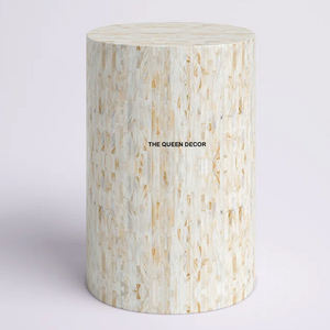 Mop Material Newest Product Round Shape Wood <b>and</b> MOP Inlay End Side Table Modern Handmade Luxury <b>Furniture</b> - Product Image 1