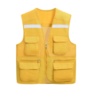 100% Polyester Multi Pocket Zip Gilet de sécurité Vêtements de sécurité hautement réfléchissants Gilet de sécurité et vestes pour hommes - Product Image 1
