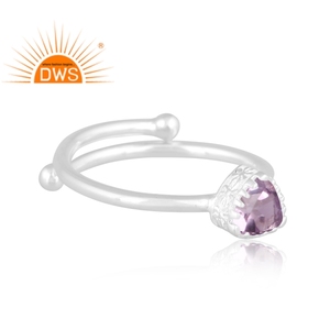 Bague empilable en argent sterling fin avec améthyste rose naturelle au design élégant – Fabricant de bijoux sur mesure - Product Image 3