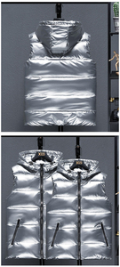 Gilet matelassé pour homme avec logo personnalisé, léger, sans manches, chaud pour l'hiver, veste à capuche, veste matelassée brillante - Product Image 5