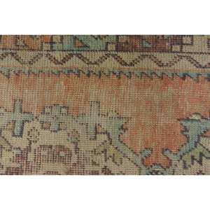 Alfombra Kilim turca Vintage de 1,5x3,2 pies, clásica, naranja, Beige, lana, tejido plano, respaldo de látex, diseño de pasillo rectangular trenzado - Product Image 5