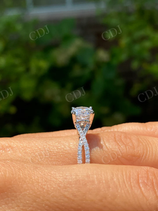 Anillo de compromiso y boda único de media eternidad con certificación GRA de diamante Moissanite redondo para mujer a precio de mayorista - Product Image 5