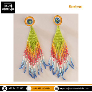 La Mejor Oferta en Pendientes de Mujer Hechos a Mano con Borlas de Crisantemo Verde de 13 cm de Largo y Cuentas, para Usar en la Playa o al Aire Libre, a Bajo Precio - Product Image 2