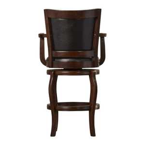 Chaise de bar pivotante classique en bois massif, tabouret de comptoir rembourré en cuir PU, mobilier de luxe pour café, restaurant, hôtel - Product Image 4