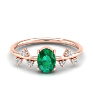 Anillos de Piedras Preciosas de Esmeralda de Corte Ovalado de Diseño Único REYES de 0.75 Quilates en Plata de Ley 925, Joyería de Moissanita para Ella - Product Image 5