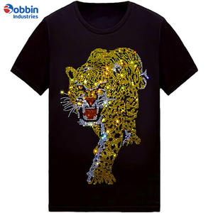 เสื้อยืดคอกลมแบบคลาสสิกสำหรับผู้ชาย ประดับเพชรเทียม ราคาถูก ขายดี รับผลิตตามแบบ (OEM)  เสื้อยืดประดับเพชรเทียมแบบสั่งทำ - Product Image 5