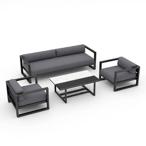 Modern Patio Aluminum Sectional <b>Sofa</b> Set Weatherproof Villa Terrace Lounge Couch Premium Garden Teak Wood Resort Furniture - Product Image 1