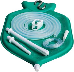 HealthAndYoga NaturoFlo Rubber Enema Bag Kit Green Grade Bag with <b>Hose</b> Clamp Nozzles Doubles as Hot Water Bottle - Product Image 4