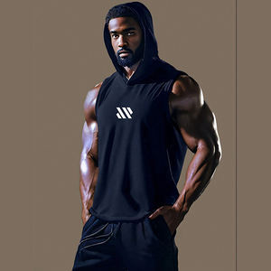 Custom Embroidered 100% Cotton Loose Fit <b>Sleeveless</b> <b>Men's</b> <b>Hoodies</b> Sweatshirts Eco-Friendly Breathable Summer Active Wear - Product Image 2