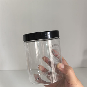 Tarro grande para mascotas de 600ml/20oz, tapas de rosca de PP negro para cocina, alimentos secos, mantequilla de maní, miel, lata vacía para galletas, almacenamiento de lápiz labial - Product Image 3