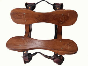 Selle d'âne en cuir de buffle et bois de sheesham teints à la batterie avec raccord en acier inoxydable/Mule Sheesham/Selle en palissandre - Product Image 2