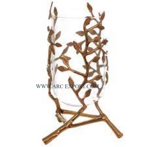 Floreros modernos de latón y metal con forma de hoja, jarrones de metal hechos a mano de la mejor calidad, venta al por mayor, decoración de mesa, jarrones de flores para interiores - Product Image 1